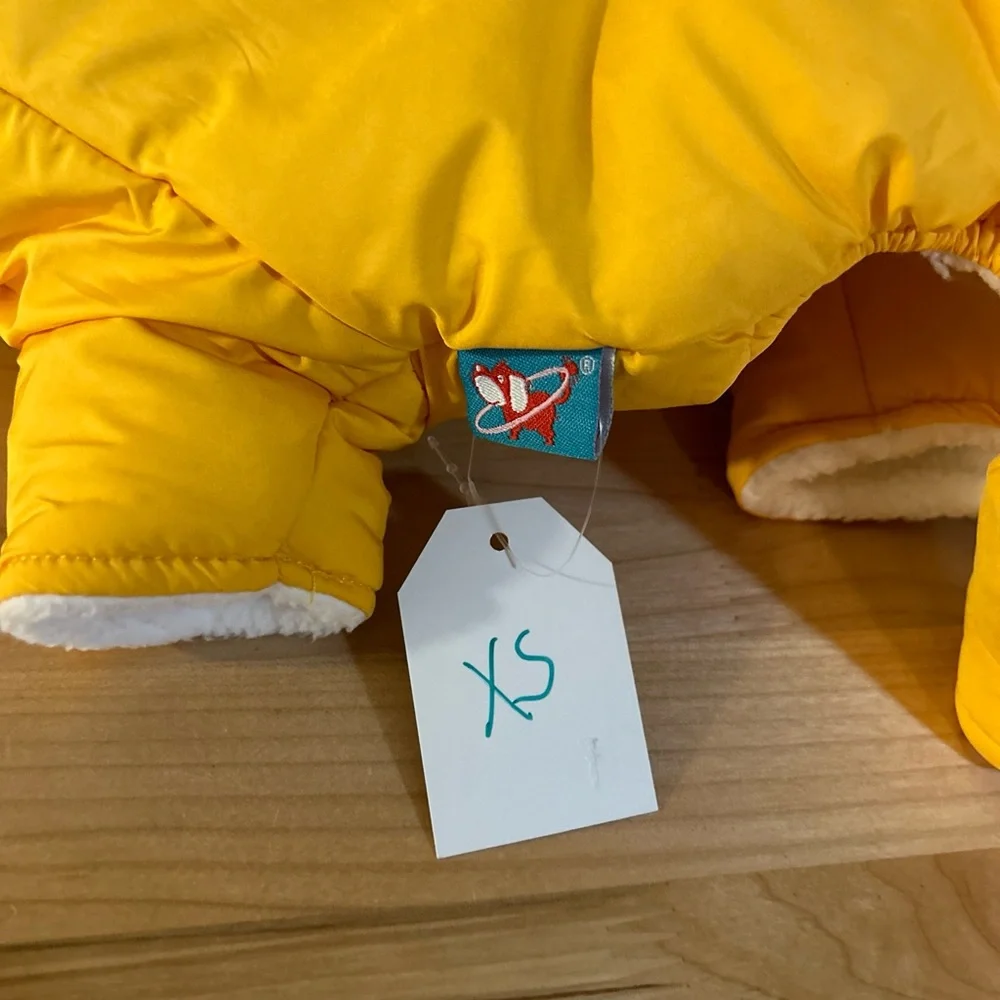 Dog Size XS Yellow Dinosaur Fleece Lined Coat NWT